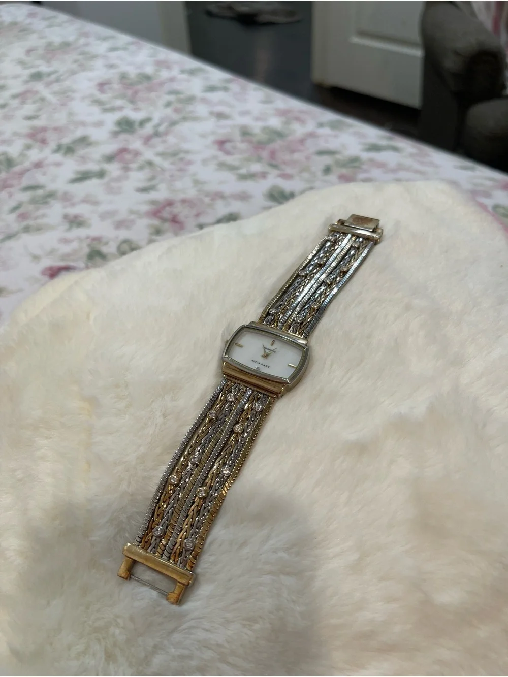 Anne Klein Two-Tone Gold and Silver Multi-Strand Bracelet Watch